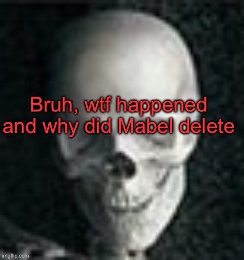 . | Bruh, wtf happened and why did Mabel delete | image tagged in skull | made w/ Imgflip meme maker