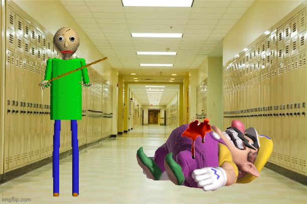 Wario gets killed by Baldi.mp3 | image tagged in high school hallway | made w/ Imgflip meme maker