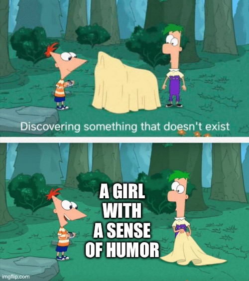 True | A GIRL WITH A SENSE OF HUMOR | image tagged in discovering something that doesn't exist,funny | made w/ Imgflip meme maker