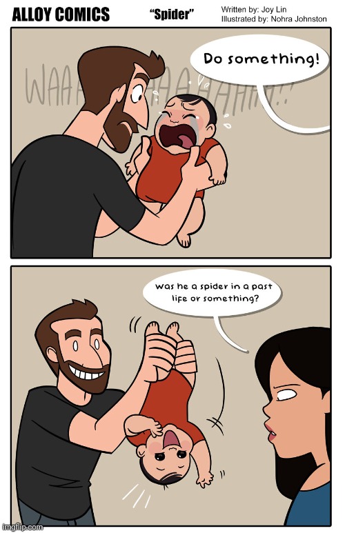 "Spider" | image tagged in baby,spider,spiders,babies,comics,comics/cartoons | made w/ Imgflip meme maker