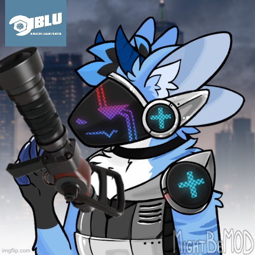 I made some changes to my protogen character (he’s now a blu medic) | image tagged in protogen,the medic tf2 | made w/ Imgflip meme maker