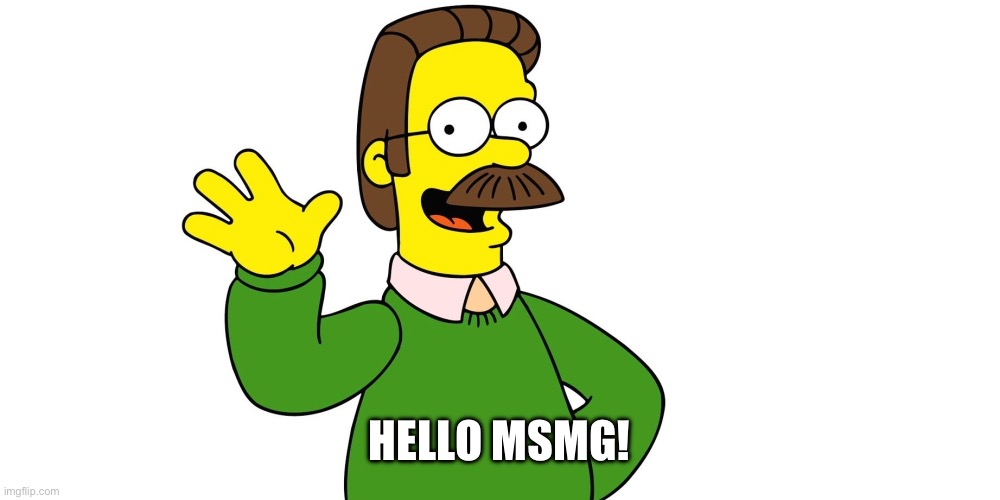 What voice did you read this in? | HELLO MSMG! | image tagged in ned flanders wave,unfunny | made w/ Imgflip meme maker