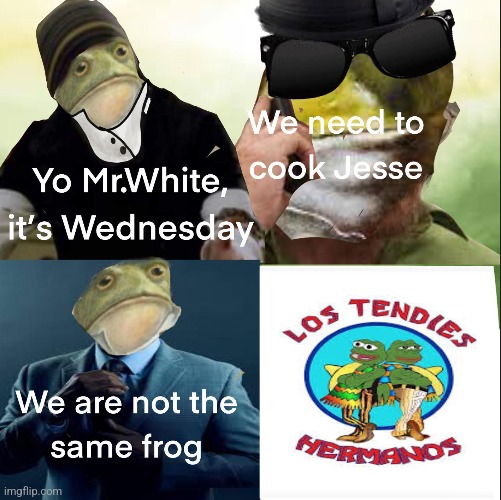 Breaking bad as frogs | image tagged in frogs,breaking bad,water white,jesse pinkman,upvote,comments | made w/ Imgflip meme maker