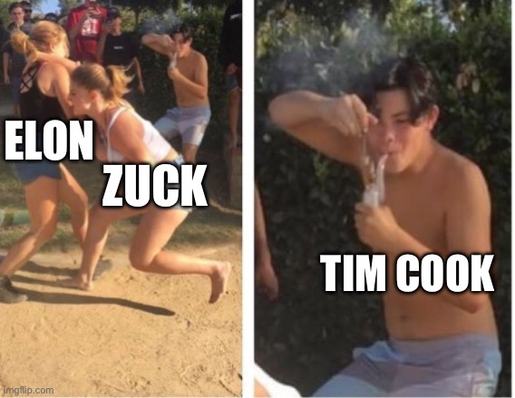 Threads | ELON; ZUCK; TIM COOK | image tagged in dabbing dude | made w/ Imgflip meme maker