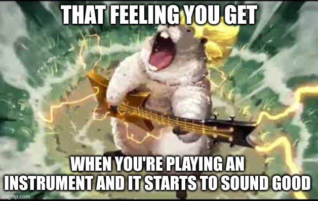 ssj marmot | THAT FEELING YOU GET; WHEN YOU'RE PLAYING AN INSTRUMENT AND IT STARTS TO SOUND GOOD | image tagged in ssj marmot | made w/ Imgflip meme maker