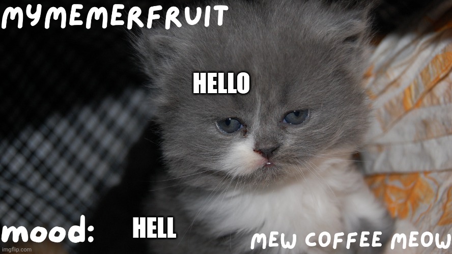 MyMemerFruit Temp 1 | HELLO; HELL | image tagged in mymemerfruit temp 1 | made w/ Imgflip meme maker