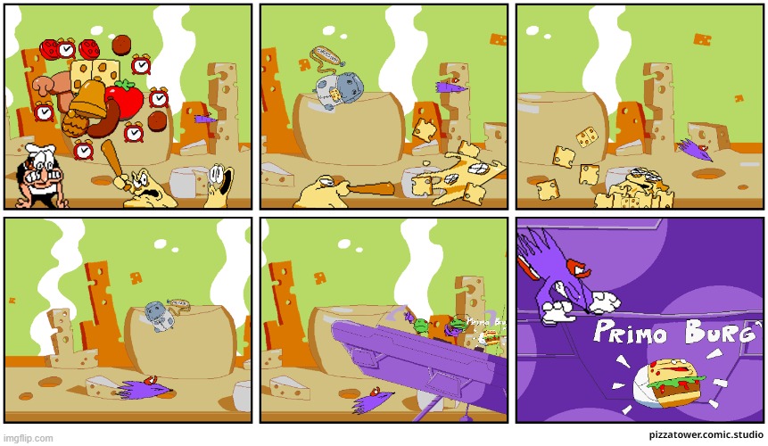 snick's quest for the primo burg | image tagged in snick,pizza tower comic,memes | made w/ Imgflip meme maker