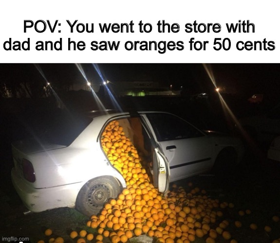 Buy it all >:) | POV: You went to the store with dad and he saw oranges for 50 cents | image tagged in high expectation asian dad | made w/ Imgflip meme maker