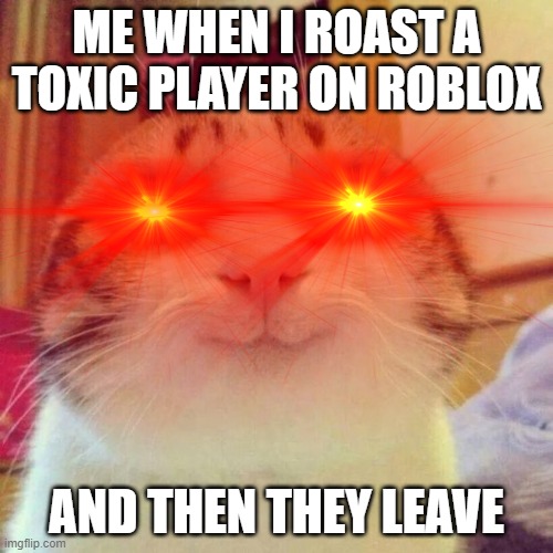 feels so good | ME WHEN I ROAST A TOXIC PLAYER ON ROBLOX; AND THEN THEY LEAVE | image tagged in memes,funny,i like,roblox,oh wow are you actually reading these tags | made w/ Imgflip meme maker