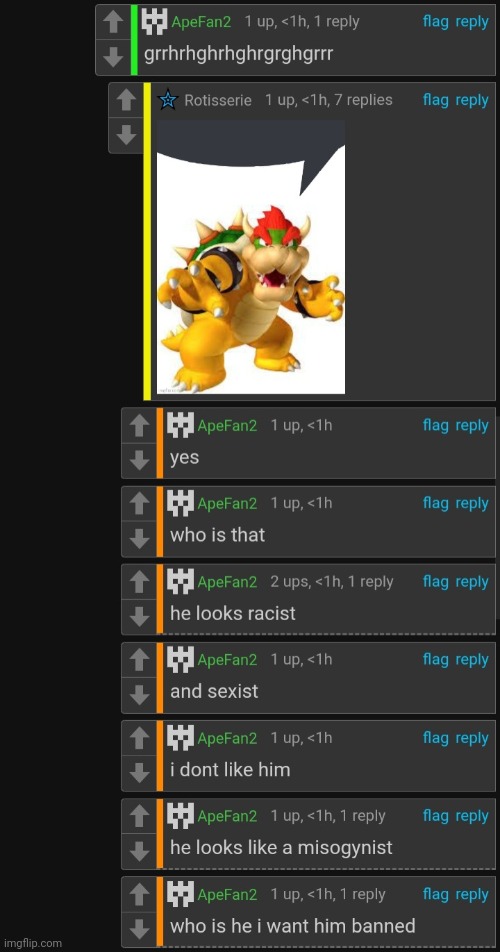 image tagged in comment,comments,bowser | made w/ Imgflip meme maker