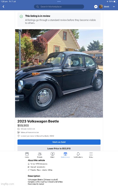 Volkswagen Pandapower | image tagged in beetle,volkswagen,for sale | made w/ Imgflip meme maker