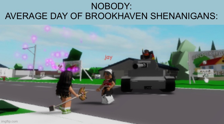 That’s just how it is down in Brookhaven these days | NOBODY:
AVERAGE DAY OF BROOKHAVEN SHENANIGANS: | image tagged in relatable,memes,roblox,roblox meme | made w/ Imgflip meme maker