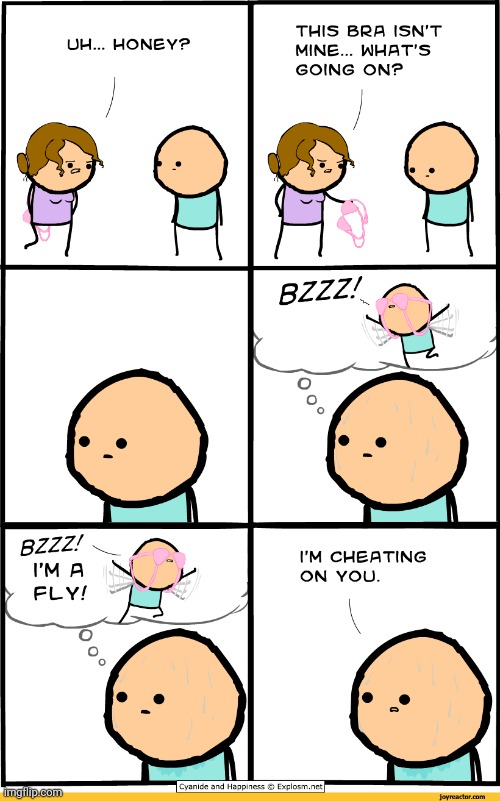 One of the FUNNIEST EVER XD (#2372) | image tagged in comics/cartoons,comics,cyanide and happiness,funny,cheating,bra | made w/ Imgflip meme maker