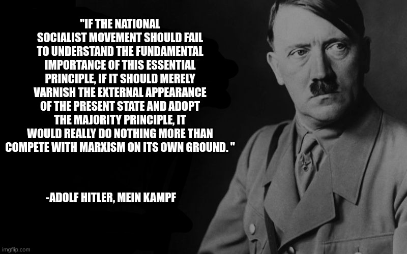 "IF THE NATIONAL SOCIALIST MOVEMENT SHOULD FAIL TO UNDERSTAND THE FUNDAMENTAL IMPORTANCE OF THIS ESSENTIAL PRINCIPLE, IF IT SHOULD MERELY VA | made w/ Imgflip meme maker