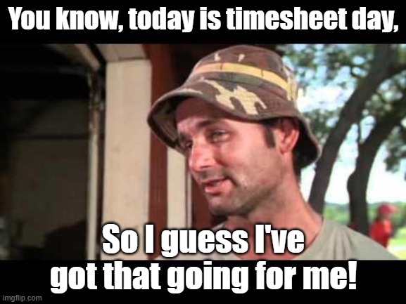 Timesheet Day | You know, today is timesheet day, So I guess I've got that going for me! | image tagged in caddy shack,timesheet,timesheet meme | made w/ Imgflip meme maker