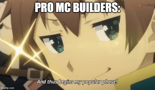 And thus begins my popular phase | PRO MC BUILDERS: | image tagged in and thus begins my popular phase | made w/ Imgflip meme maker