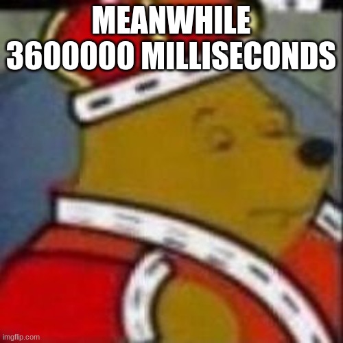 Winnie the Poo King | MEANWHILE 3600000 MILLISECONDS | image tagged in winnie the poo king | made w/ Imgflip meme maker