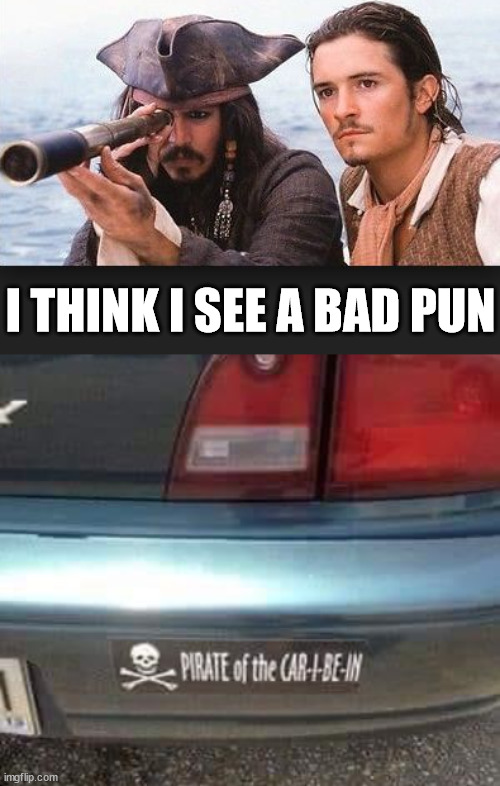 I THINK I SEE A BAD PUN | image tagged in pirates of the caribbean | made w/ Imgflip meme maker