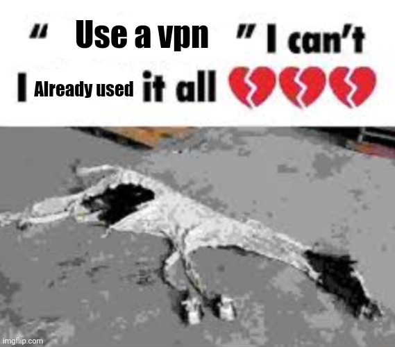 I can't I X it all | Use a vpn Already used | image tagged in i can't i x it all | made w/ Imgflip meme maker