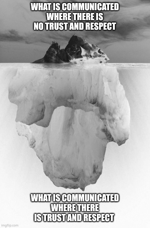 Autism lots more to see below the surface | WHAT IS COMMUNICATED WHERE THERE IS NO TRUST AND RESPECT; WHAT IS COMMUNICATED WHERE THERE IS TRUST AND RESPECT | image tagged in autism | made w/ Imgflip meme maker