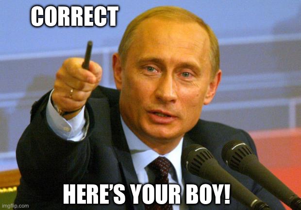 Good Guy Putin Meme | HERE’S YOUR BOY! CORRECT | image tagged in memes,good guy putin | made w/ Imgflip meme maker