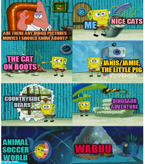 The Not So Magical World of Dingo Pictures | image tagged in bootleg,spongebob diapers meme | made w/ Imgflip meme maker