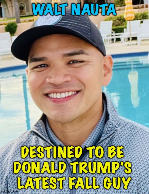 Another one down Trump's drain | WALT NAUTA; DESTINED TO BE 
DONALD TRUMP'S 
LATEST FALL GUY | image tagged in walt nauta,fall guy | made w/ Imgflip meme maker