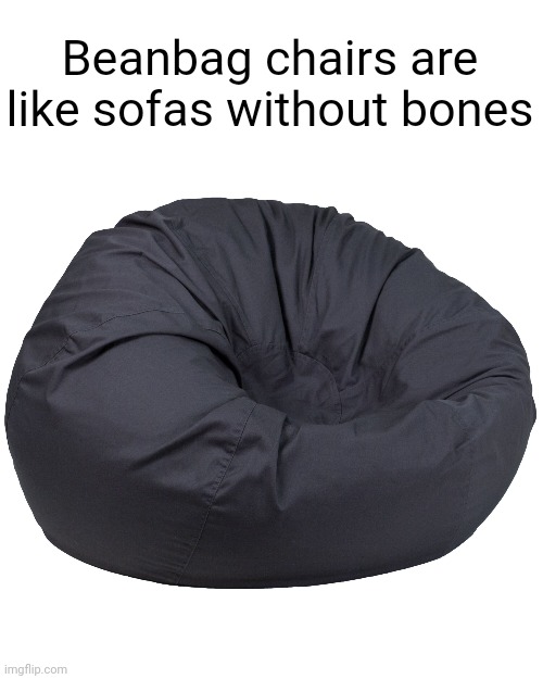 Meme #2,401 | Beanbag chairs are like sofas without bones | image tagged in memes,shower thoughts,true,bones,beans,couch | made w/ Imgflip meme maker