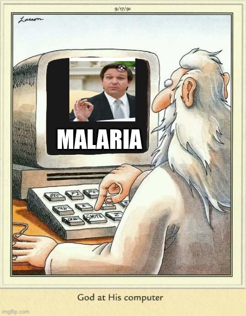 God at His computer | MALARIA | image tagged in god at his computer | made w/ Imgflip meme maker