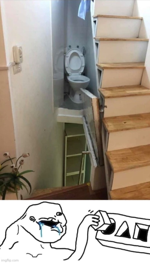 Construction failed | image tagged in brainlet wojak constructor,you had one job,toilet,stairs,memes,stair | made w/ Imgflip meme maker