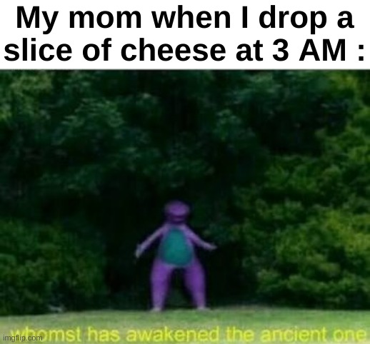 How do they sense that ? | My mom when I drop a slice of cheese at 3 AM : | image tagged in memes,funny,relatable,moms,whomst has awakened the ancient one,front page plz | made w/ Imgflip meme maker