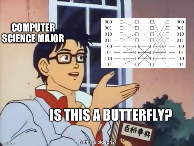 Computer Science Major | COMPUTER SCIENCE MAJOR; IS THIS A BUTTERFLY? | image tagged in anime butterfly meme | made w/ Imgflip meme maker