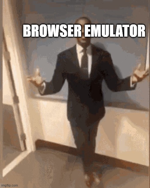 smiling black guy in suit | BROWSER EMULATOR | image tagged in smiling black guy in suit | made w/ Imgflip meme maker