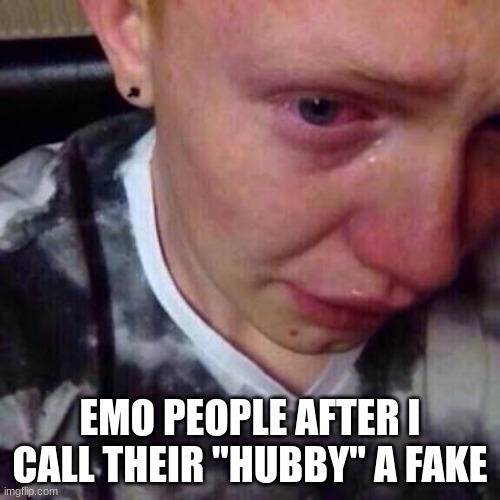 Feel like pure shit | EMO PEOPLE AFTER I CALL THEIR "HUBBY" A FAKE | image tagged in feel like pure shit | made w/ Imgflip meme maker