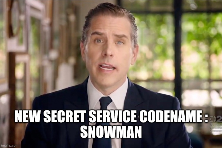 Hunter Biden | NEW SECRET SERVICE CODENAME :
 SNOWMAN | image tagged in hunter biden | made w/ Imgflip meme maker