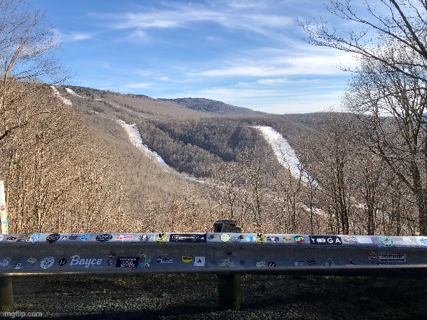 Cupp run (left) and Shay’s revenge (right) at snowshoe WV in February of 2023 | image tagged in skiing,west virginia | made w/ Imgflip meme maker
