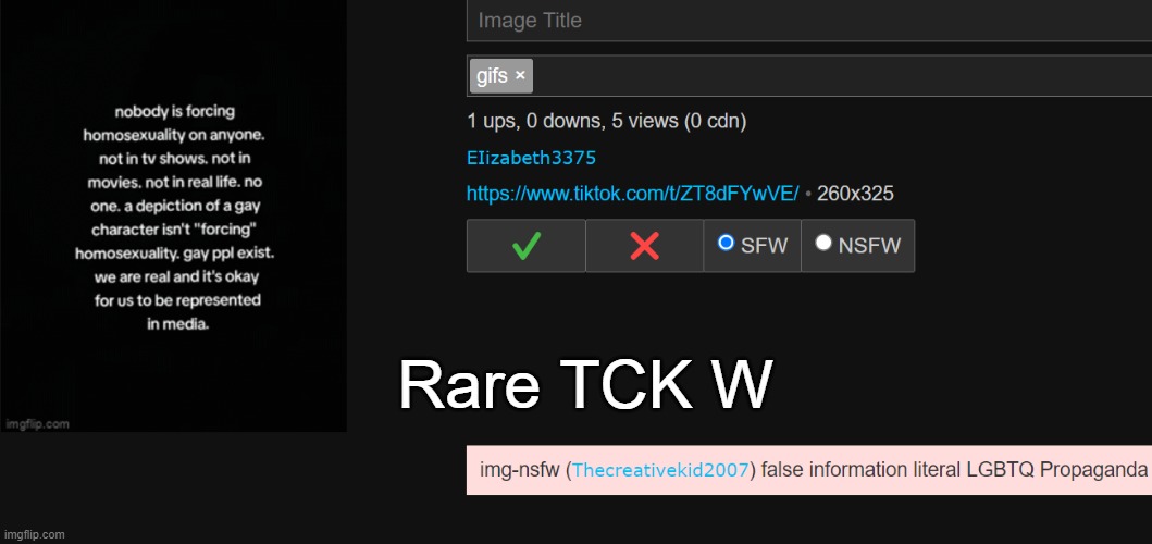 Rare TCK W | made w/ Imgflip meme maker