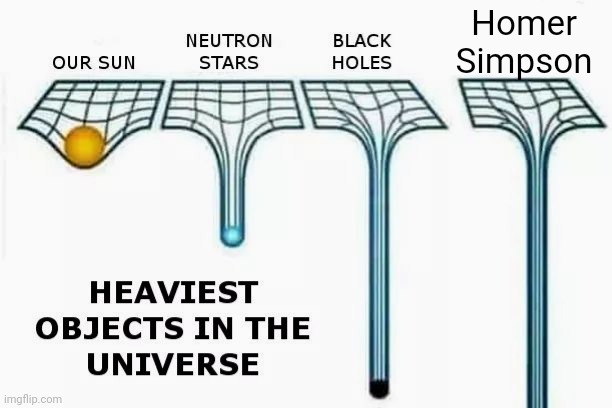 Heaviest Things in the Universe. | Homer Simpson | image tagged in heaviest things in the universe | made w/ Imgflip meme maker