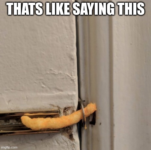Cheetos Door Lock | THATS LIKE SAYING THIS | image tagged in cheetos door lock | made w/ Imgflip meme maker