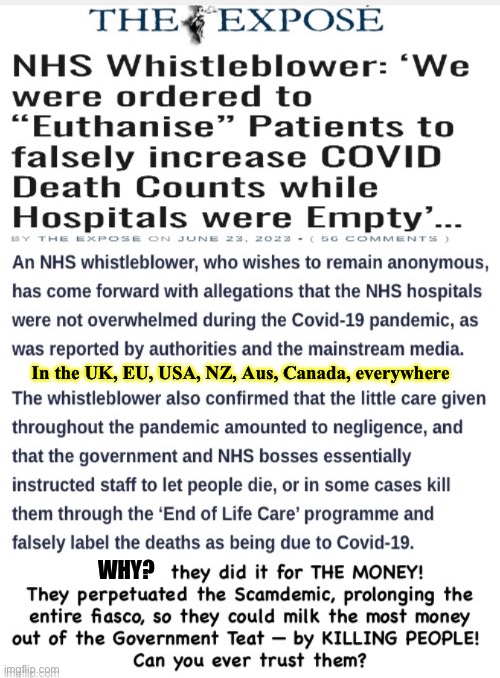 Did you know about this? (It’s old news, for AJ’s audience). Dastardly, Evil. Doctors & Nurses who You Know?! | In the UK, EU, USA, NZ, Aus, Canada, everywhere; WHY? | image tagged in memes,these cockroachesr cursed n going to hell,their ill gotten gains r cursed,f them n progressives n fjb voters,kissmyass | made w/ Imgflip meme maker