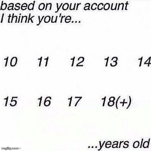 I'm not gonna respond with my correct age but it'll be interesting to see what you think | image tagged in memes | made w/ Imgflip meme maker