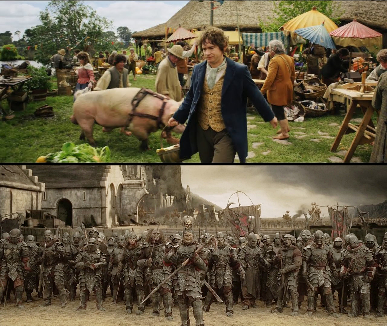 LOTR Shire vs Orc Army Blank Meme Template