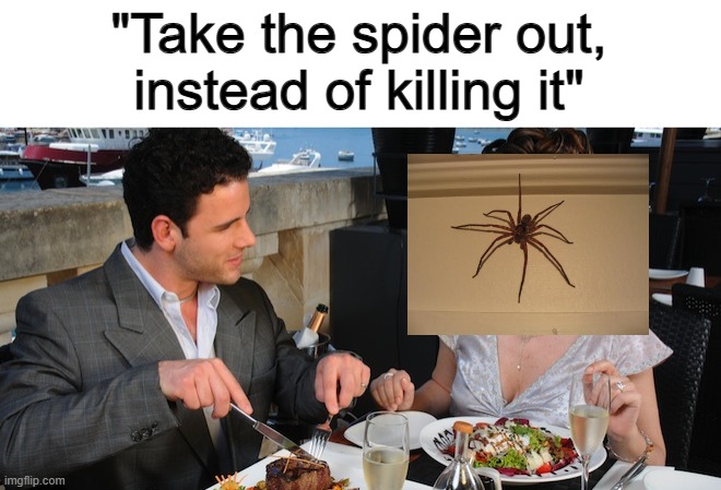 Interesting... XD | "Take the spider out, instead of killing it" | made w/ Imgflip meme maker