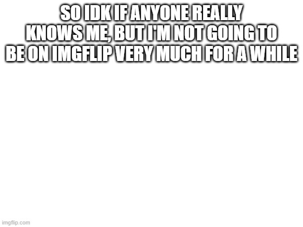 SO IDK IF ANYONE REALLY KNOWS ME, BUT I'M NOT GOING TO BE ON IMGFLIP VERY MUCH FOR A WHILE | image tagged in bye bye | made w/ Imgflip meme maker