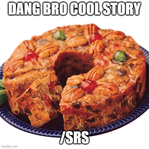 fruitcake | DANG BRO COOL STORY; /SRS | image tagged in fruitcake | made w/ Imgflip meme maker