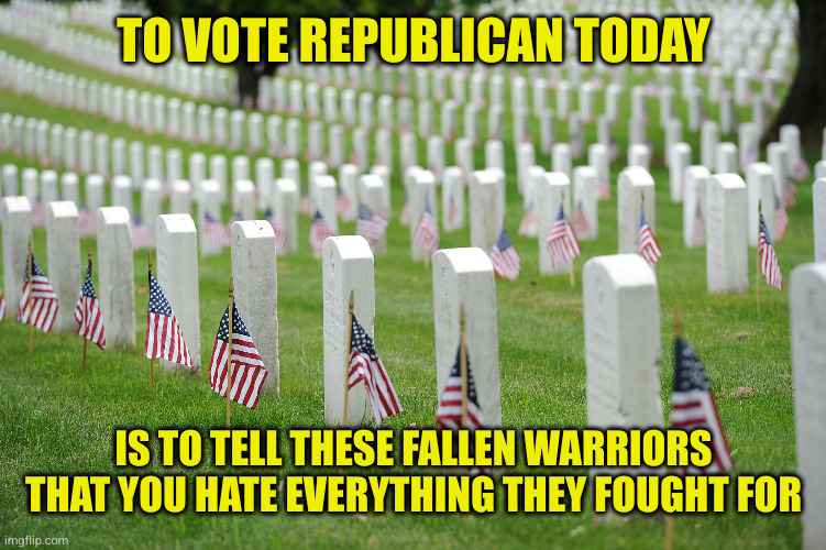 The greatest generation fought fascists. The Maga generation wants fascists in charge | TO VOTE REPUBLICAN TODAY; IS TO TELL THESE FALLEN WARRIORS THAT YOU HATE EVERYTHING THEY FOUGHT FOR | image tagged in arlington | made w/ Imgflip meme maker