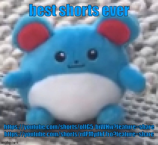 Marill 6 | best shorts ever; https://youtube.com/shorts/offG5-biWHw?feature=share
https://youtube.com/shorts/rdPMydkF7ro?feature=share | image tagged in marill 6 | made w/ Imgflip meme maker