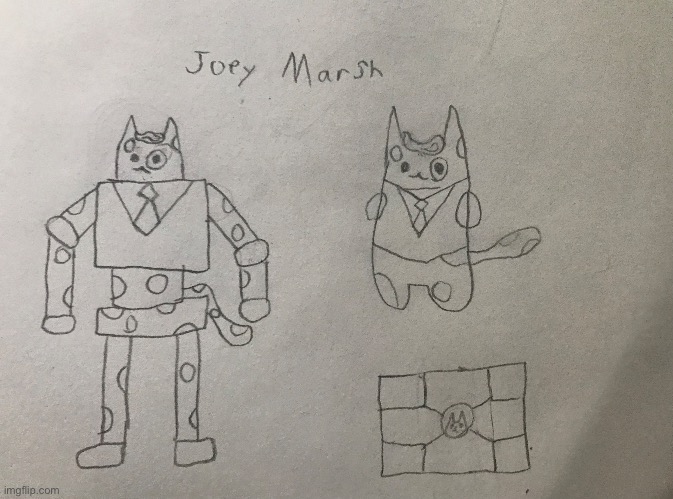 This is Joey Marsh, the political leader of Kitius ( the bottom right is concept art of the flag ) | made w/ Imgflip meme maker