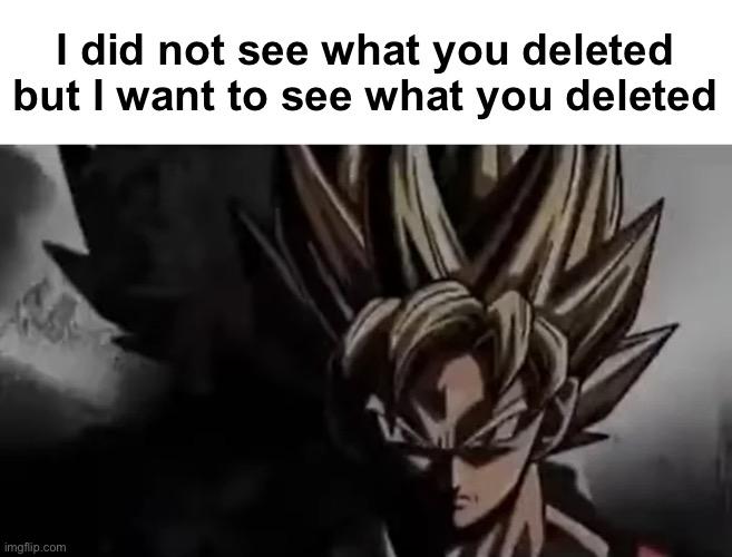 Goku Staring | I did not see what you deleted but I want to see what you deleted | image tagged in goku staring | made w/ Imgflip meme maker