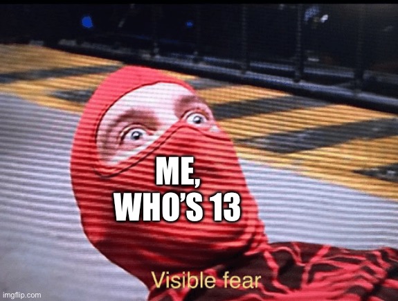 Tobey Maguire Spider-Man visible fear | ME, WHO’S 13 | image tagged in tobey maguire spider-man visible fear | made w/ Imgflip meme maker